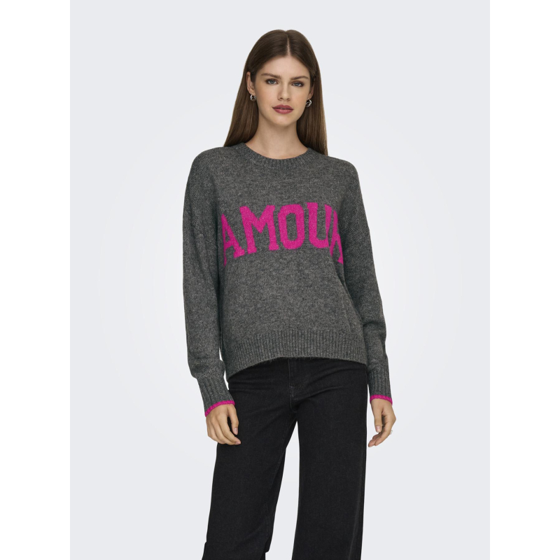 Pull en maille onlnew amour gris femme - Only