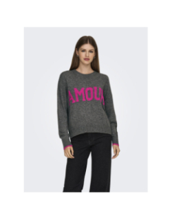 Pull en maille onlnew amour gris femme - Only