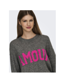 Pull en maille onlnew amour gris femme - Only