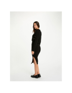 Robe pull 3/4 cintrée noir femme - Morgan