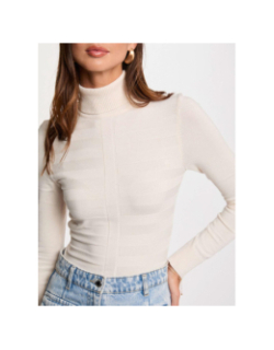 Pull fin ajusté à col roulé menthyo écru femme - Morgan