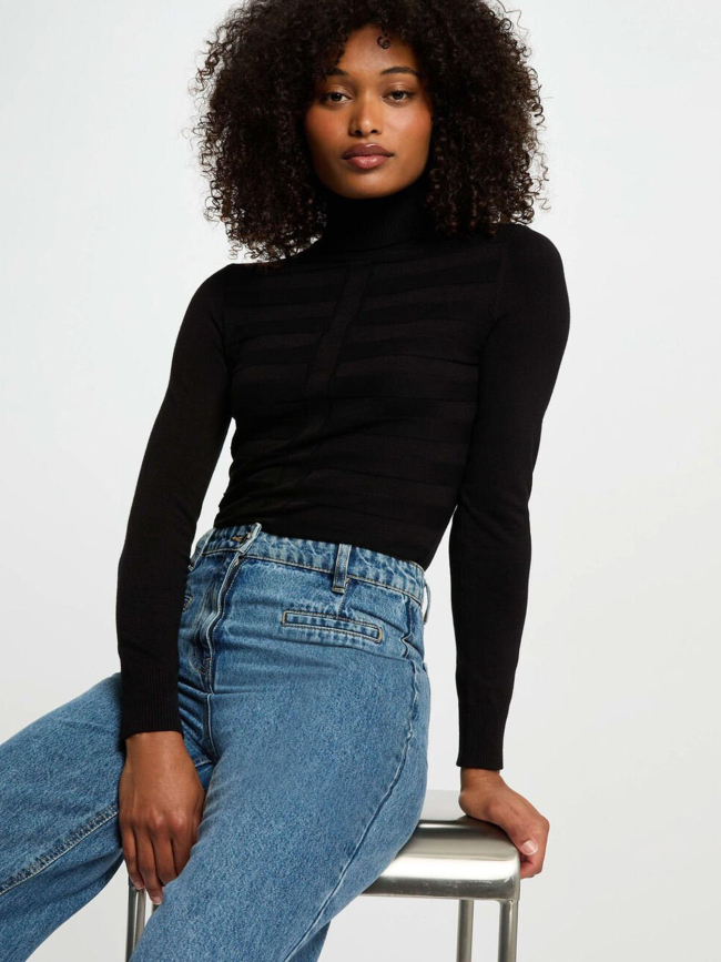 Pull fin ajusté à col roulé menthyo noir femme - Morgan