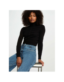Pull fin ajusté à col roulé menthyo noir femme - Morgan