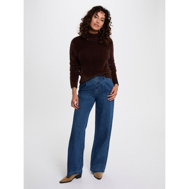 Pull court ajusté mfenny marron foncé femme - Morgan