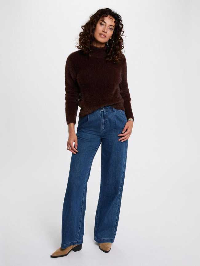 Pull court ajusté mfenny marron foncé femme - Morgan