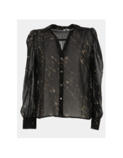 Blouse à col v imprimé cood.f noir et marron femme - Morgan
