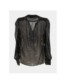 Blouse à col v imprimé cood.f noir et marron femme - Morgan