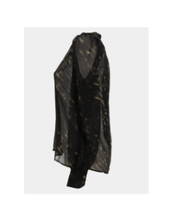 Blouse à col v imprimé cood.f noir et marron femme - Morgan