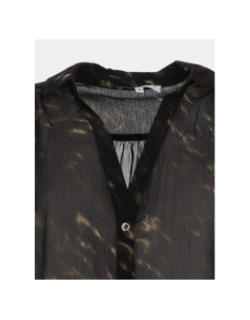 Blouse à col v imprimé cood.f noir et marron femme - Morgan