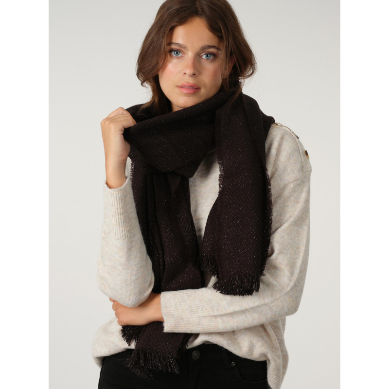 Echarpe pailleté morgane noir femme - Deeluxe