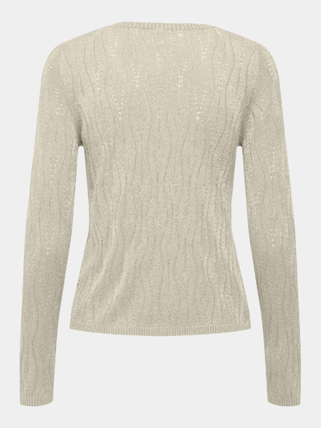 Pull en maille brillant à col v onlmella écru femme - Only
