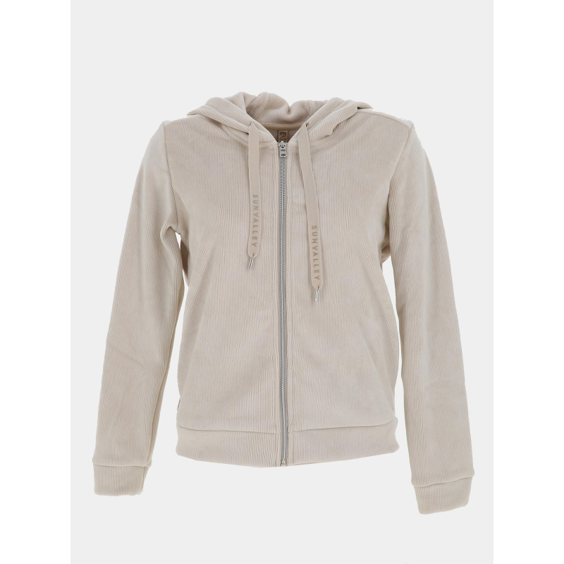 Sweat à capuche en velours côtelé daltreey beige femme - Sun Valley