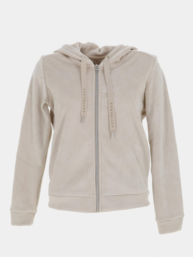Sweat à capuche en velours côtelé daltreey beige femme - Sun Valley