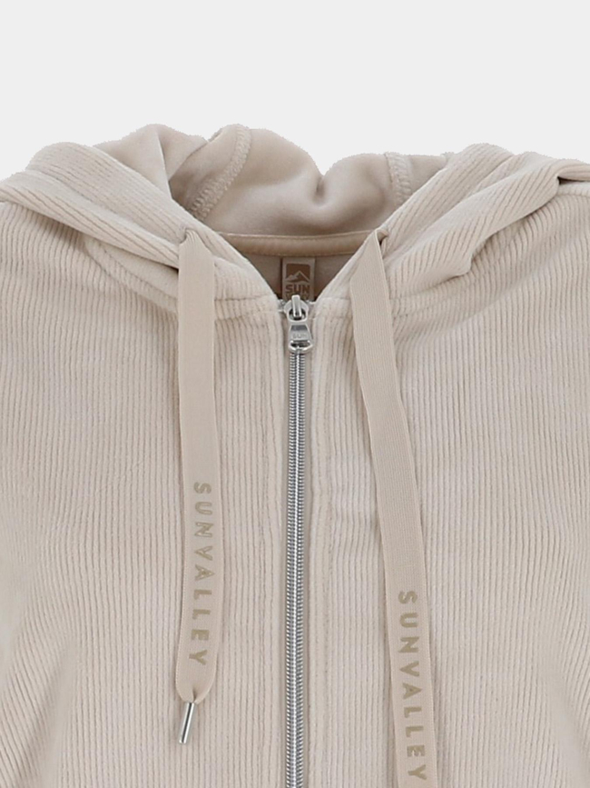 Sweat à capuche en velours côtelé daltreey beige femme - Sun Valley