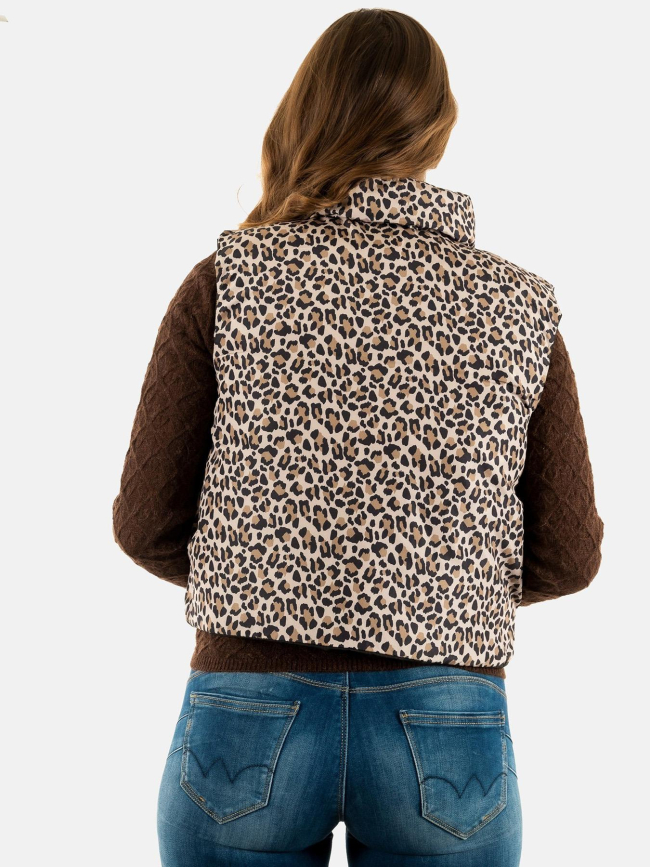 Doudoune sans manche réversible léopard tammy noir femme - Only