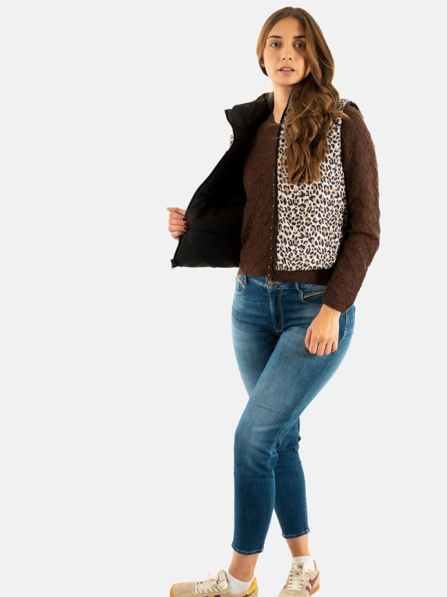 Doudoune sans manche réversible léopard tammy noir femme - Only