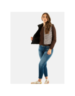 Doudoune sans manche réversible léopard tammy noir femme - Only