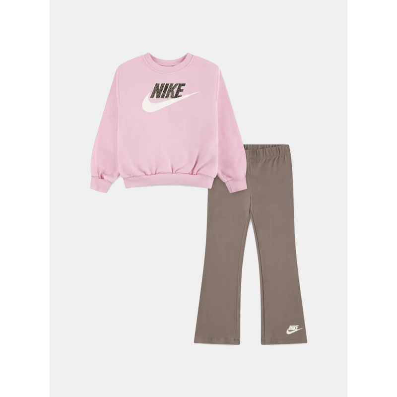 Ensemble sweat et leggging rose et marron fille - Nike