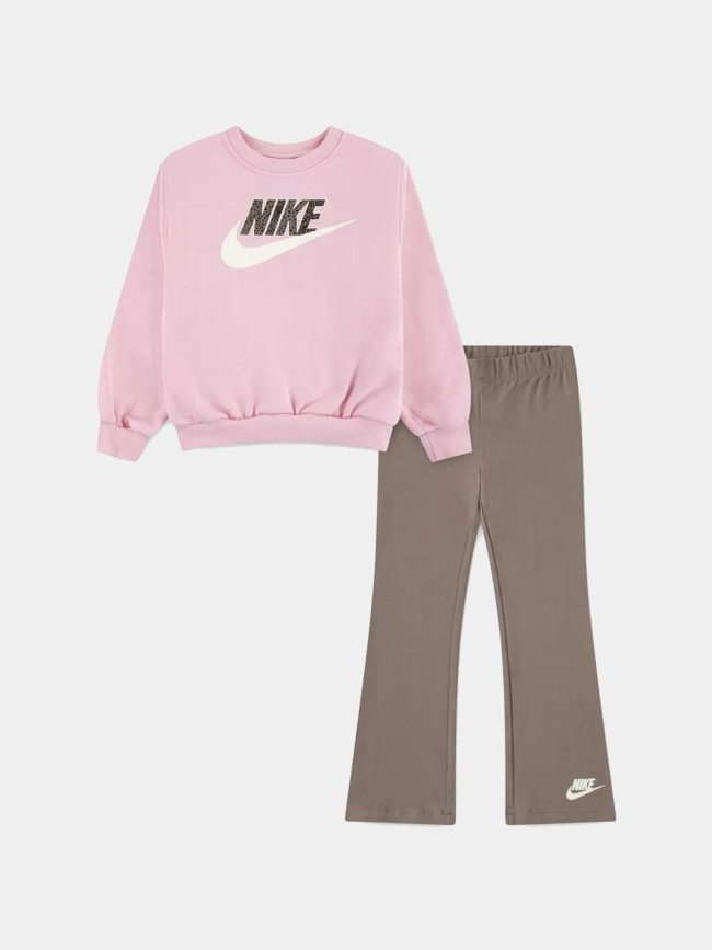 Ensemble sweat et leggging rose et marron fille - Nike