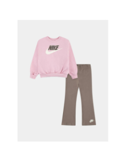 Ensemble sweat et leggging rose et marron fille - Nike