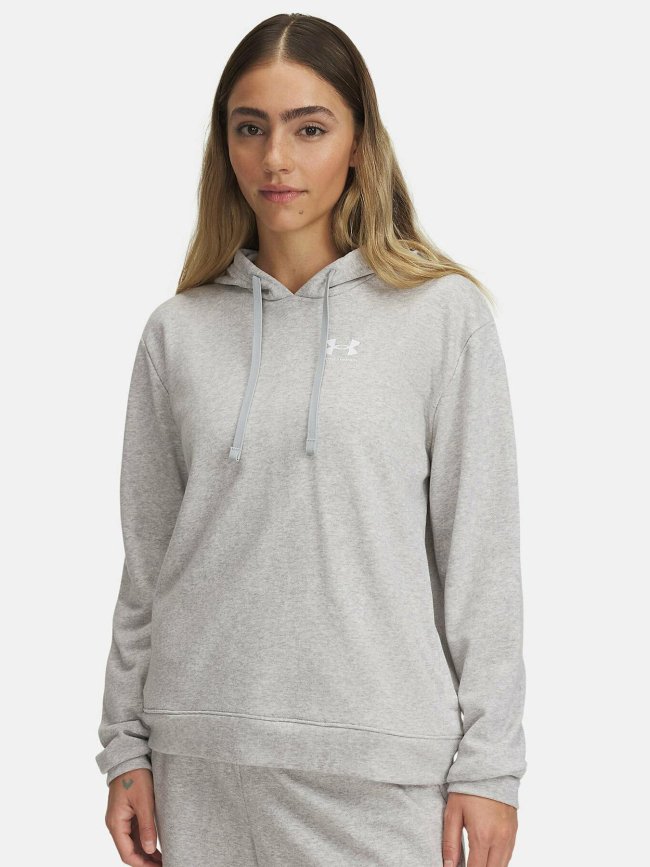 Sweat à capuche chiné ua rival terry gris femme - Under Armour
