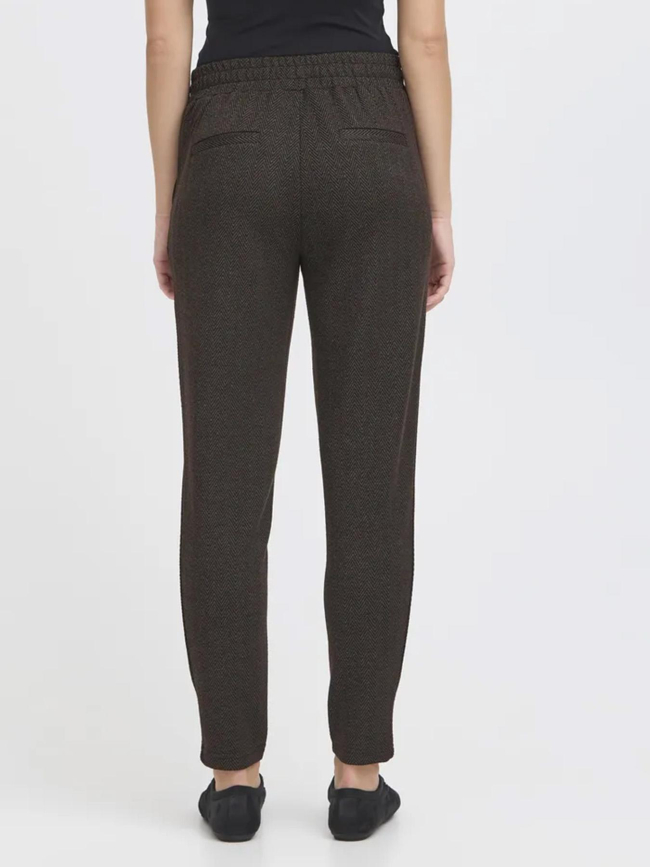 Pantalon jacquard kate marron noir femme - Ichi