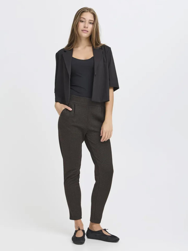 Pantalon jacquard kate marron noir femme - Ichi