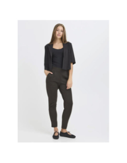 Pantalon jacquard kate marron noir femme - Ichi