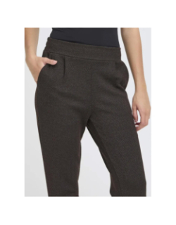 Pantalon jacquard kate marron noir femme - Ichi