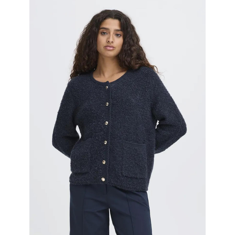 Gilet cardigan valmai bleu marine femme - Ichi