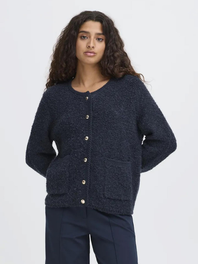 Gilet cardigan valmai bleu marine femme - Ichi