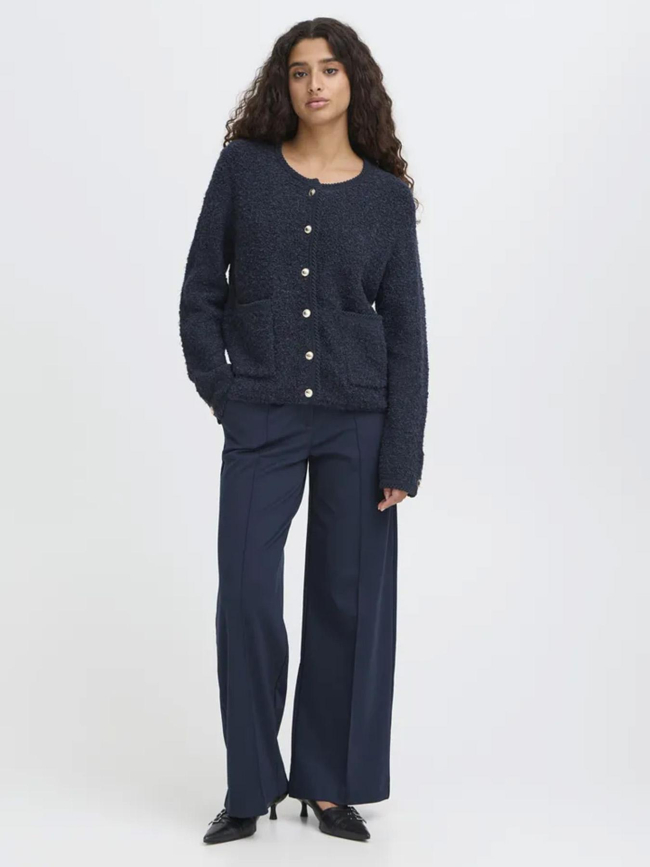 Gilet cardigan valmai bleu marine femme - Ichi