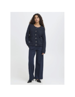 Gilet cardigan valmai bleu marine femme - Ichi