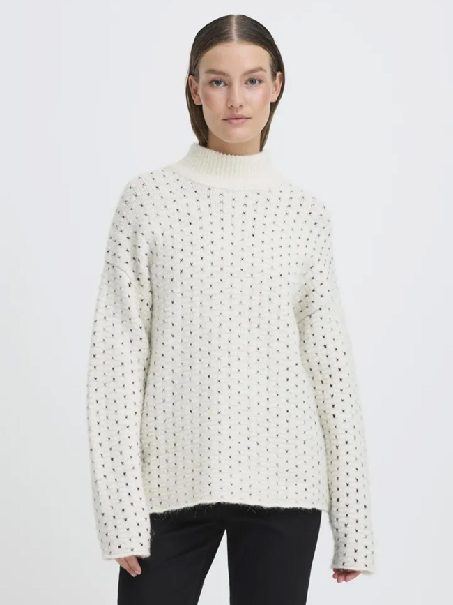 Pull motifs kamara blanc femme - Ichi