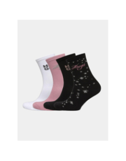 Pack cadeau de 4 paires de chaussettes blanc noir rose femme - Hugo
