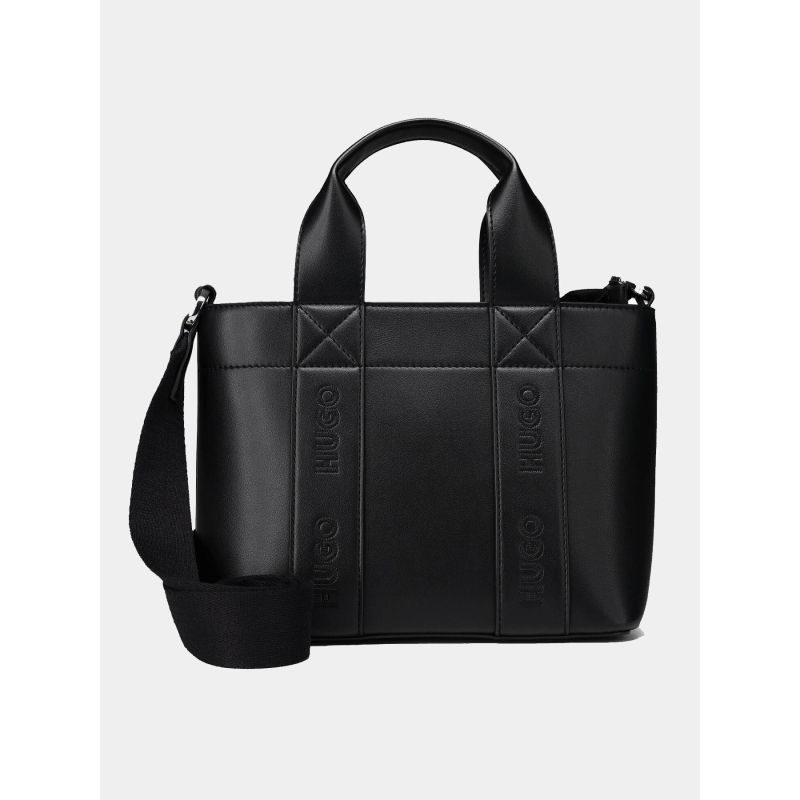 Mini cabas en similicuir à logos brodés noir femme - Hugo