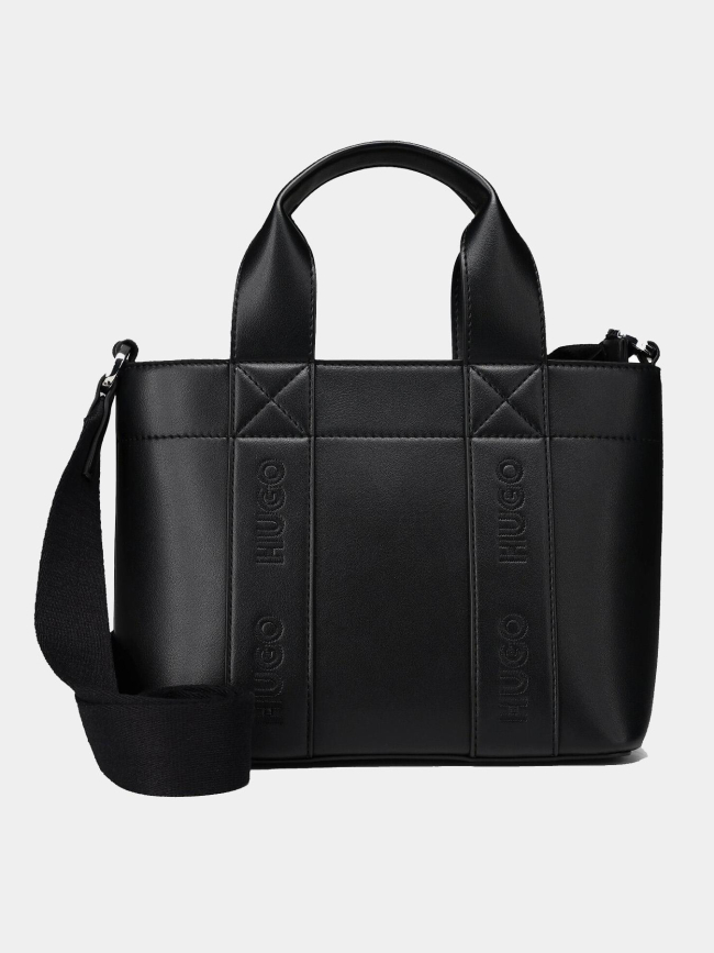 Mini cabas en similicuir à logos brodés noir femme - Hugo