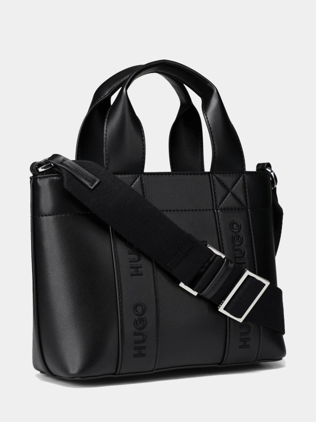 Mini cabas en similicuir à logos brodés noir femme - Hugo