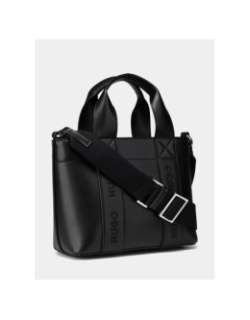 Mini cabas en similicuir à logos brodés noir femme - Hugo