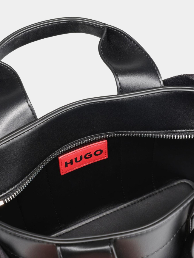 Mini cabas en similicuir à logos brodés noir femme - Hugo