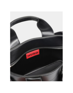 Mini cabas en similicuir à logos brodés noir femme - Hugo