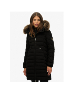 Doudoune mi-longue à capuche fuji noir femme - Superdry