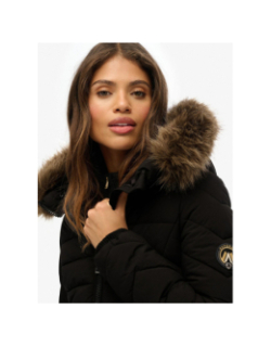 Doudoune mi-longue à capuche fuji noir femme - Superdry