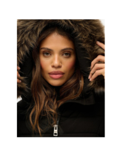 Doudoune mi-longue à capuche fuji noir femme - Superdry