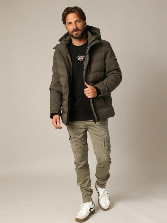 Doudoune matelassée à capuche chiro kaki homme - Deeluxe