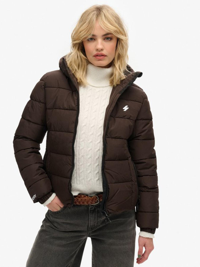 Doudoune à capuche spirit sports marron femme - Superdry