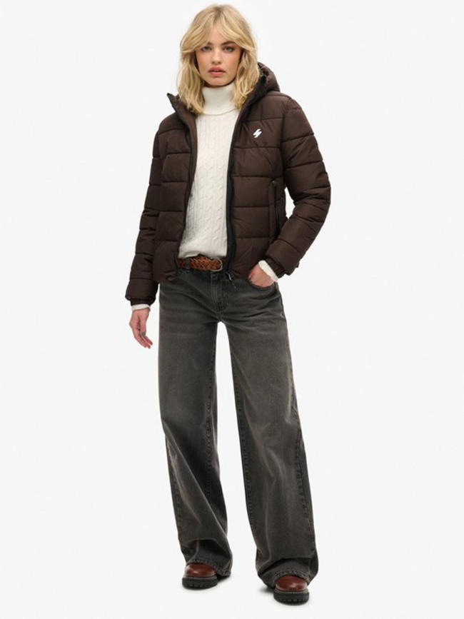 Doudoune à capuche spirit sports marron femme - Superdry