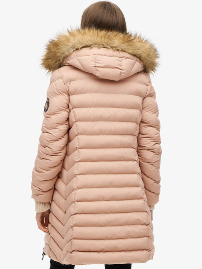 Doudoune mi-longue à capuche fuji beige femme - Superdry