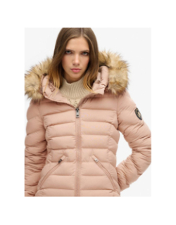 Doudoune mi-longue à capuche fuji beige femme - Superdry