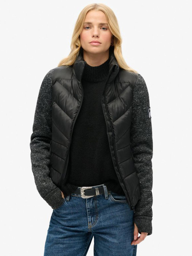 Veste en maille storm hybrid noir femme - Superdry